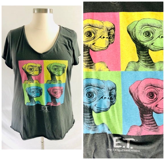 Ripple Junction E.T. Tee Shirt Size 2X Gray V Neck - Picture 1 of 7